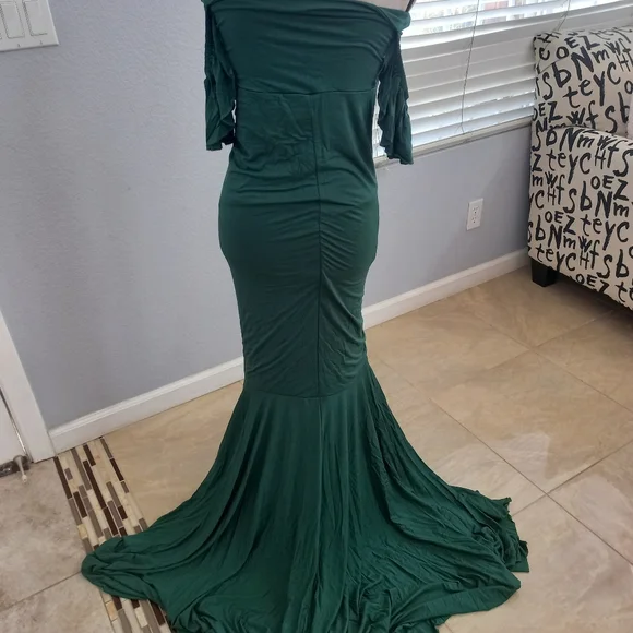 Green teal evening/maternity dress size large - Picture 7 of 9